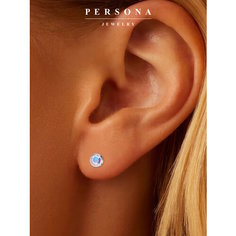Серьги пусеты ПЕРСОНА, серебро, 925 проба, родирование, кристаллы Swarovski, размер 4 мм, длина 1.2 см, , мультиколор