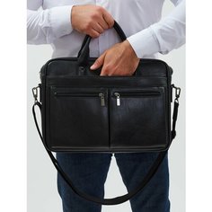 Портфель POUCHMAN, фактура гладкая, черный