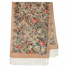 Шарф Павловопосадская платочная мануфактура для женщин,150х60 см, one size, бежевый