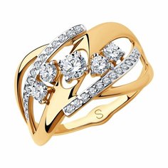 Кольцо Diamant online, красное золото, 585 проба, фианит, размер 19.5, прозрачный