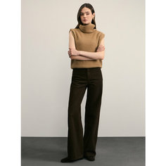 Джинсы широкие Zarina wide leg, размер L (RU 48), темно-коричневый