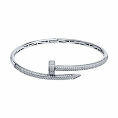 Жесткий браслет Diamant online, серебро, 925 проба, фианит, длина 17 см., прозрачный