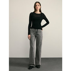 Джинсы широкие Zarina wide leg, размер L (RU 48), светло-серый