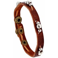 Плетеный браслет Croco Gifts, металл, 1 шт., размер 21 см, коричневый