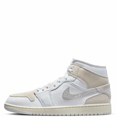 Кроссовки NIKE Air Jordan 1 Mid SE Craft, размер 7.5 US, белый/бежевый