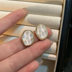 Серьги пусеты, размер 17 мм, белый Fachion Jewelry