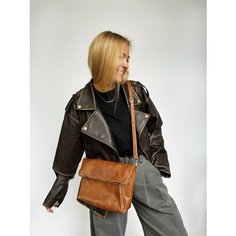 Сумка кросс-боди SHERWD, фактура гладкая, карамельный