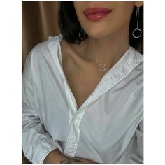Комплект бижутерии Ulanskaya Jewelry: серьги, колье, размер колье/цепочки 38 см, серебристый