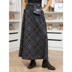 Юбка DZHARSTYLE, размер 58, коричневый, желтый, черный, серый