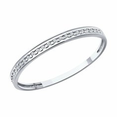 Кольцо дорожка, обручальное Diamant online, белое золото, 585 проба, бриллиант, размер 17, прозрачный