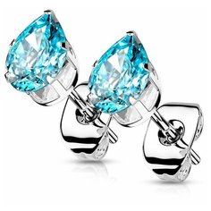 Серьги пусеты Spikes, фианит, искусственный камень, лазурный