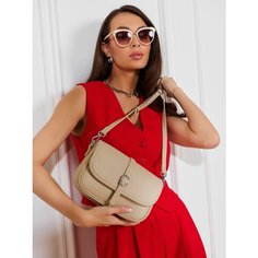 Сумка кросс-боди CARLOTTY, фактура зернистая, гладкая, бежевый