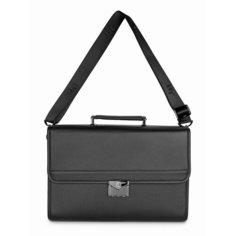 Портфель H.T. Leather, фактура зернистая, черный