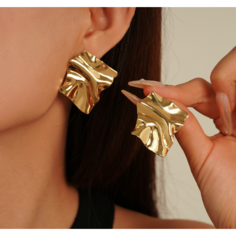 Серьги клаймберы, пусеты, размер 27 мм, золотистый Без бренда