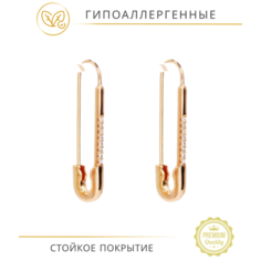Серьги двусторонние XUPING JEWELRY, размер 33 мм, золотистый