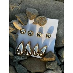 Серьги пусеты, золотистый Нет бренда