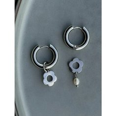 Серьги конго, бежевый, серый Blue Jewelry