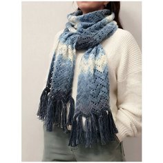 Шарф для женщин,215х27 см, one size, серый, голубой, белый, синий Pan Tan