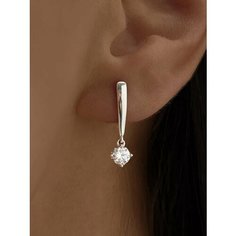 Серьги с подвесками Ювелир Карат, серебро, 925 проба, родирование, фианит, размер 6 мм, длина 2.2 см, , серебро