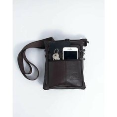 Сумка мессенджер POUCHMAN, фактура гладкая, коричневый