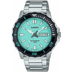 Наручные часы CASIO, бирюзовый, серебряный, черный