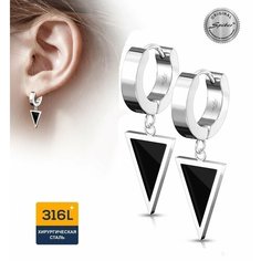 Серьги конго Spikes, эмаль, серебристый