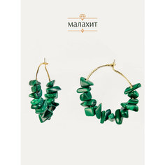 Серьги конго BL Jewelry, малахит, хромдиопсид, турмалин, хризолит, ларимар, апатит, цитрин, гранат, зеленый, черный