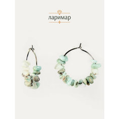 Серьги конго BL Jewelry, малахит, хромдиопсид, турмалин, хризолит, ларимар, апатит, цитрин, гранат, голубой