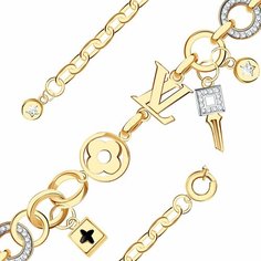 Браслет Diamant online, красное золото, 585 проба, оникс, фианит, длина 22 см., черный