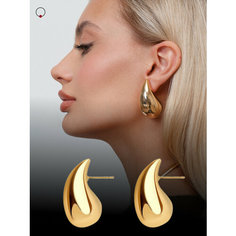 Серьги пусеты Kalinka modern story, размер 45 мм, золотистый