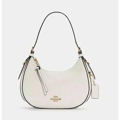 Сумка хобо Coach, фактура гладкая, белый