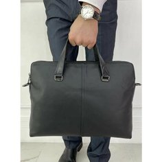 Портфель POUCHMAN, фактура гладкая, черный