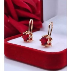 Серьги, фианит, искусственный камень, бордовый Нет бренда