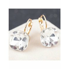 Серьги конго, пусеты, фианит, белый/золотистый be Self True Jewel