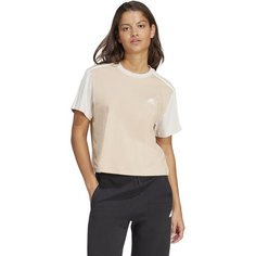Футболка adidas Essentials 3-Stripes Single Jersey Crop Top, размер L INT, бежевый