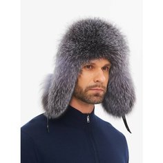 Шапка ушанка LUXURY FUR HATS кожаная с натуральным мехом для мужчин, размер 56-58, серый, серебряный, черный