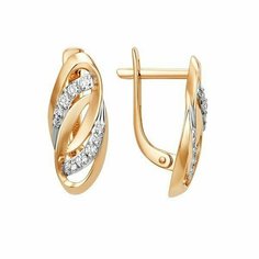 Серьги DS Jewelry, красное золото, 375 проба, фианит, , золотистый