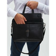Портфель POUCHMAN, фактура гладкая, черный 2