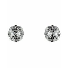 Серьги пусеты N23Lab, кристаллы Swarovski, размер 10 мм, серебряный, бесцветный