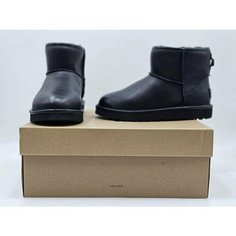 Угги UGG Mens Classic Mini Leather Black, размер 45 EU, черный