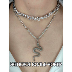 Колье Fashion jewelry, длина 36 см, серебристый
