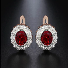 Серьги Babilon, размер 9 мм, красный, серебряный, золотой