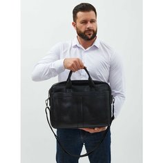 Портфель POUCHMAN, фактура гладкая, черный