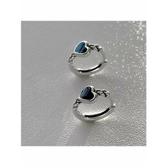 Серьги пусеты, эмаль, кристалл, серебристый/черный be Self True Jewel
