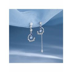 Серьги непарные, эмаль, золотой, голубой be Self True Jewel