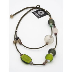 Колье PJ Murano, муранское стекло, длина 65 см, зеленый, хаки