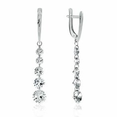 Серьги VALTERA, серебро, 925 проба, родирование, фианит, , серебристый