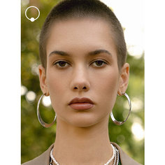 Серьги конго, пусеты Kalinka modern story, размер 60 мм, серебристый