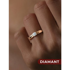 Кольцо Diamant, красное золото, 585 проба, фианит, размер 18.5, бесцветный