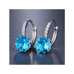 Серьги, фианит, серебряный, голубой be Self True Jewel